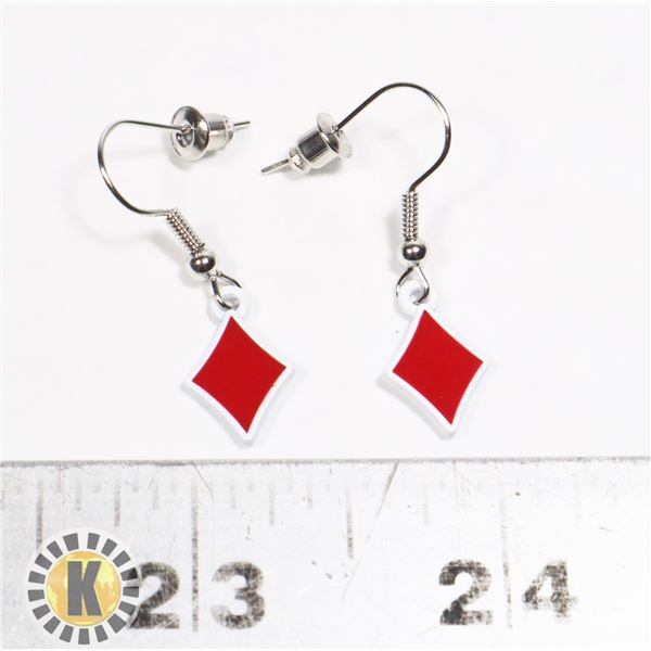 NEW RED DIAMOND SHAPE EARRINGS