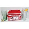 Image 1 : VINTAGE COCA COLA GLASS , COCA COLA LUNCH BAG SOLD WITH