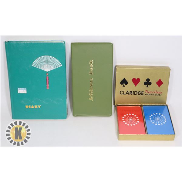 PLASTIC COATED PLAYING CARDS ADDRESS BOOK & DIARY