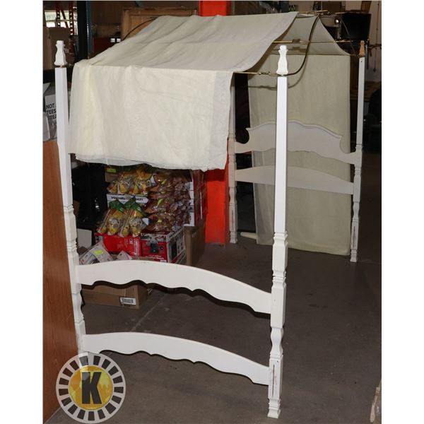 WHITE TWIN BED FRAME (CANOPY BED) NO RAILS