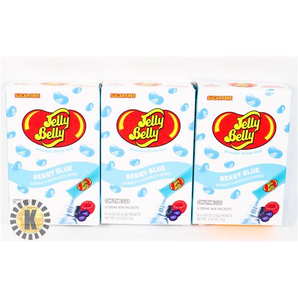 3 NEW 6PK JELLY BELLY POWDER DRINK MIX BERRY BLUE