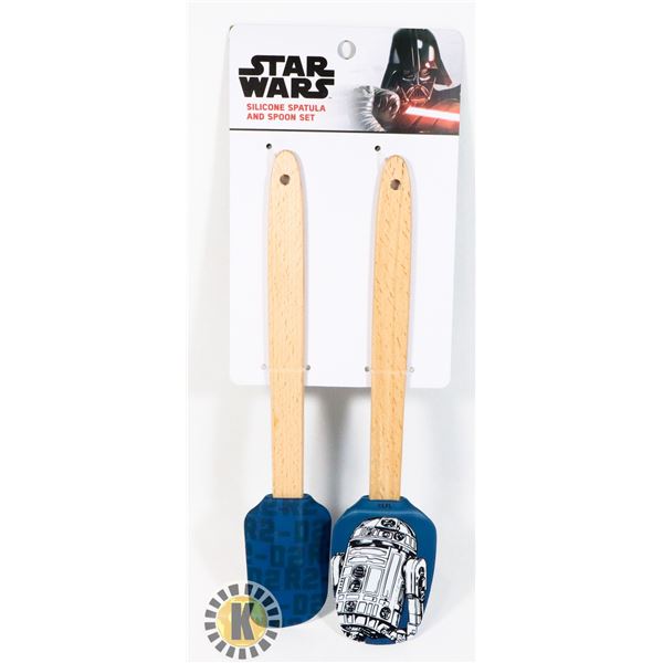 NEW STAR WARS SILICONE SPATULA AND SPOON SET R2D2