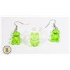 Image 1 : NEW "LIME" GREEN PLASTIC GUMMY BEAR RING & EARRING