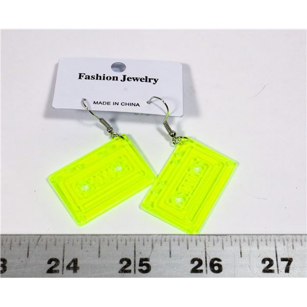 NEW CASSETTE THEME DROP EARRINGS YELLOW