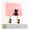 Image 1 : NEW CAT DROP EARRINGS RHINESTONE ON BOW
