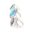 Image 6 : Navajo Sterling Silver Turquoise & Agate Rings