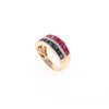 Image 2 : Ruby Blue Sapphire & Diamond 14k Yellow Gold Ring