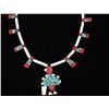 Image 2 : Navajo Inlaid Thunderbird Bone Necklace c. 1930s