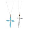 Image 1 : Navajo Sterling Silver Multistone Cross Necklaces
