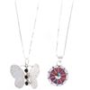 Image 1 : Navajo & Zuni Sterling Silver Multistone Necklaces