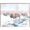 Image 2 : Original Oil on Canvas Buffalo Snowy Day by ADAY