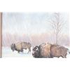 Image 3 : Original Oil on Canvas Buffalo Snowy Day by ADAY
