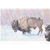 Image 8 : Original Oil on Canvas Buffalo Snowy Day by ADAY