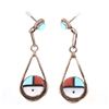Image 2 : Navajo & Zuni Sterling Silver Multi Stone Earrings