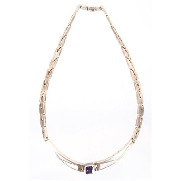 Taxco, Mexico Amethyst & Opal .950 Silver Necklace