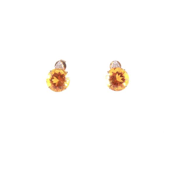 Citrine Diamond & 14k Yellow Gold Earrings