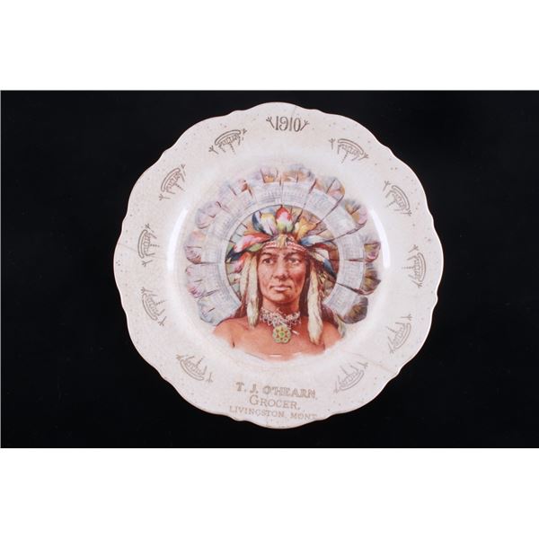 1910 Indian in Headdress Calendar China Plate