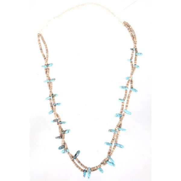 Santo Domingo Heishi & Turquoise Beaded Necklace