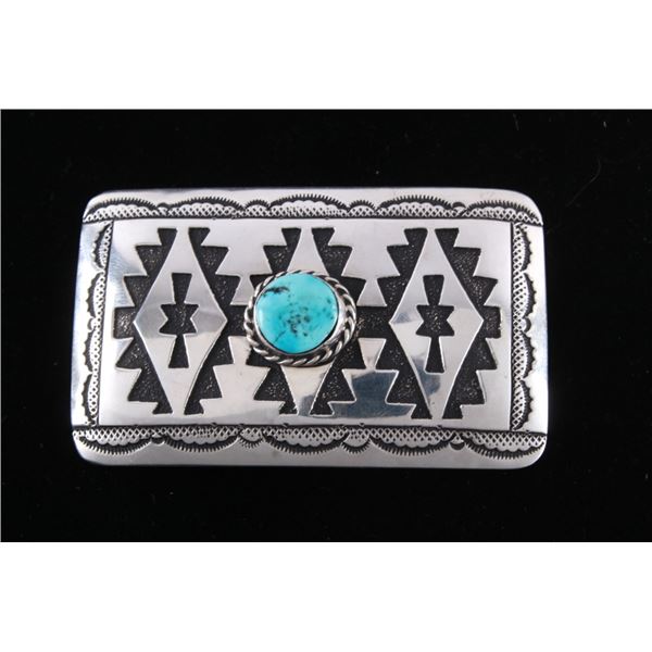 Navajo Tommy & Rose Singer Silver Turquoise Buckle