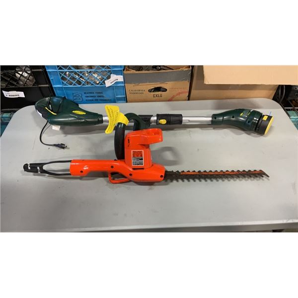 ELECTRIC HEDGE TRIMMER AND YARDWORKS ELECTRIC GRASS TRIMMER