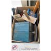 Image 10 : 3 BOXES AND CRATE OF TOOLS, PARTS ORGANIZERS, HARDWARE