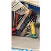Image 12 : 3 BOXES AND CRATE OF TOOLS, PARTS ORGANIZERS, HARDWARE