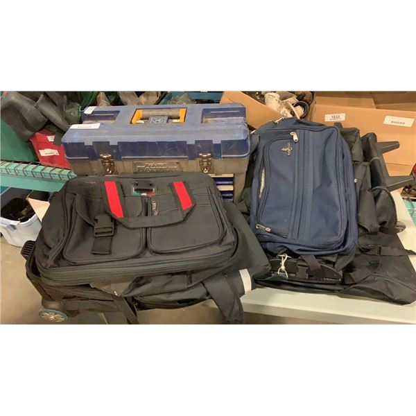 TOOLBOX WITH CONTENTS AND 5 DUFFLE BAGS