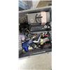 Image 2 : 2 CRATES AND TRAY OF LOAD STRAPS, GLOVES, SHOP SUPPLIES, CAR STEREO, ELECTRONICS