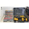 Image 1 : DEWALT CORDLESS TOOLS IN CASE WITH BATTERIES AND CHARGER AND RYOBI BIT SET