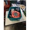Image 1 : TOTE OF POWER TOOLS, EXTENTION CORD REEL, ANGLE GRINDER