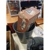 Image 4 : 2 GALVANIZED PAILS AND WOODEN EXPLOSIVES CRATE WITH LICENCE PLATES, MAIL BOX AND SHOP SUPPLIES