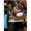 Image 1 : BOX OF ANCHOR COOKWARE AND 2 METAL BINS WITH BOX OF PLASTIC WRAP