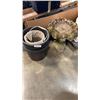 Image 1 : CEMENT BIRD BATH WITH BASE WITH LOT OF PLASTIC PLANTERS