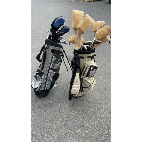 2 GOLF BAGS WITH CLUBS