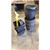 Image 1 : LOT OF PLASTIC PLANTERS AND 2 UMBRELLAS