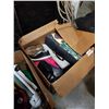 Image 1 : BOX OF LOST PROPERTY ITEMS, KEYBOARD. ELECTRONICS, BEADED SEAT COVER AND MORE