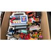 Image 8 : 2 BOXES AND BIN OF TOYS AND CDS