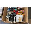 Image 9 : 2 BOXES AND BIN OF TOYS AND CDS
