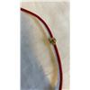 Image 2 : RED LEATHER CORD CHOKER NECKLACE WITH GOLD SKULL BEADS