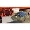 Image 1 : LULULEMON HANDBAG AND PATTY HANDBAG WITH GARAGE JACKET WITH 2 PAIRS OF JEANS