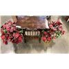 Image 1 : 2 BRASS PLANTERS WITH ARTIFICIAL FLOWERS AND MAGAZINE RACK ENDTABLE