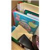 Image 2 : 2 BOXES MISC KINDER SURPRISE, COIN BOOKS, NINTENDO GAMEBOY CLOCK, BOOKS, GAMES, PUZZLES, AND MORE