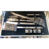 Image 8 : TRAY OF M&M COLLECTIBLES, GLASS CHESS SET, BBQ UTENSIL SET