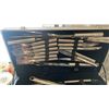 Image 9 : TRAY OF M&M COLLECTIBLES, GLASS CHESS SET, BBQ UTENSIL SET