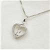 Image 2 : STERLING SILVER DIAMOND HEART & KEYHOLD PENDANT WITH STERLING CHAIN, 42 DIAMONDS (0.06CTS), W/A $131