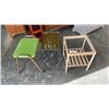 Image 1 : VINTAGE STOOL, GLASSTOP ENDTABLE AND MAGAZINE RACK ENDTABLE
