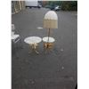 Image 1 : METAL BASE GLASSTOP ENDTABLE LAMP AND MATCHING GLASSTOP ENDTABLE
