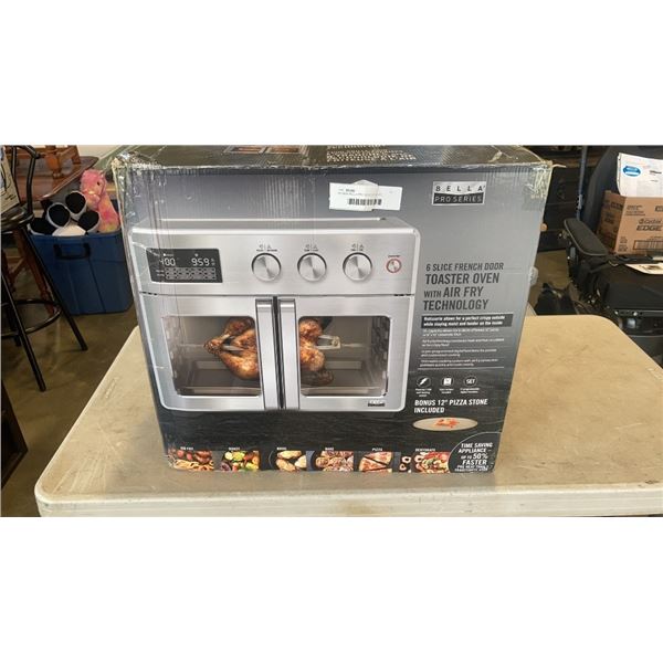 AS NEW BELLA PRO SERIES 6 SLICE FRENCH DOOR TOASTER OVEN WITH AIR FRY TECHNOLOGY - TESTED WORKING, R