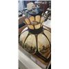 Image 3 : ANTIQUE CURRIER AND IVES PANEL HAND PAINTED SLAG GLASS HANGING LIGHT