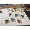 Image 1 : 6 PIECE MID CENTURY ELIZABETHAN MUG SET CHELSEA PATTERN 1-6 AND HAND PAINTED TEAPOT, CREAM AND SUGAR